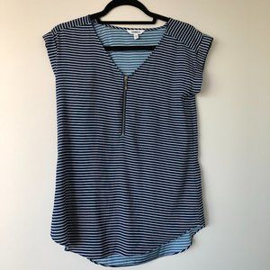 Blue and White Striped Blouse